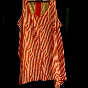 Cato Fashions orange and white striped tunic Large